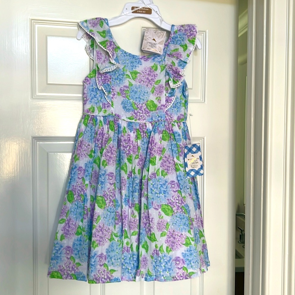 Girls Tommy Bahama Blue and Purple Hydrangea Sundress size 7-8 NWT🪻🪷